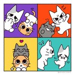 ambiguous_gender eyes_closed feral group heart_symbol whiskers mojacookie shikaruneko_(series) amayakasuneko nagameruneko shikaruneko ureuneko domestic_cat felid feline felis mammal 1:1 official_art