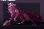 abstract_background claws clear-robot dragon feral frill_(anatomy) gills male mythological_creature mythological_scalie mythology open_mouth scalie sharp_teeth side_view solo spikes spikes_(anatomy) teeth tongue tongue_out wingless_dragon