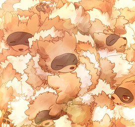 brown_body brown_fur eyes_closed feral fur group sleeping tooboe_huusuke nintendo pokemon generation_3_pokemon pokemon_(species) zigzagoon 2019