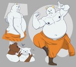 anthro belly big_belly black_eyes black_nose brown_body butt dot_eyes duo humanoid_hands male moobs musclegut muscular nipples overweight overweight_male simple_background simple_eyes solo white_body musicsliders one_piece bepo_(one_piece) bear mammal minkmen_(one_piece) polar_bear ursine 2024 hi_res