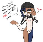 anthro bottomless breasts brown_body brown_fur clothed clothing crotch_tuft female flat_chested fur genitals humor multicolored_body multicolored_fur nipples pussy simple_background small_breasts solo standing tuft white_background white_body white_fur ikaribunbun epic_games fortnite meow_skulls domestic_cat felid feline felis mammal 2023 hi_res