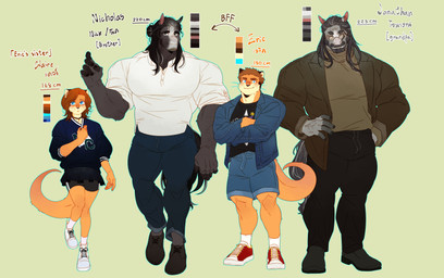 anthro arm_hair black_body black_bottomwear black_clothing black_fur black_hair black_shirt black_shorts black_topwear blue_bottomwear blue_clothing blue_eyes blue_jacket blue_shorts blue_topwear body_hair bottomwear brown_clothing brown_hair brown_jacket brown_shirt brown_topwear clothing color_swatch denim denim_bottomwear denim_clothing eyes_closed eyewear facial_hair female fingerless_(marking) footwear fur glasses grey_body grey_fur grey_hair group hair hair_bun jacket jeans jewelry larger_male male multicolored_body multicolored_fur mustache necklace orange_body orange_fur orange_hair pants round_glasses shirt shoes shorts size_difference smaller_female smaller_male stubble tail text topwear two_tone_body two_tone_fur whiskers white_clothing white_footwear white_shirt white_shoes white_topwear booboo34 claire_(booboo34) eric_(booboo34) jonathan_anderson nicholas_anderson equid equine horse mammal mustelid otter 2023 absurd_res character_name english_text hi_res model_sheet brother_(lore) brother_and_sister_(lore) grandchild_(lore) grandfather_(lore) grandfather_and_grandchild_(lore) grandfather_and_grandson_(lore) grandparent_(lore) grandparent_and_grandchild_(lore) grandson_(lore) sibling_(lore) sister_(lore)