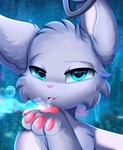 blowing_kiss blue_eyes female fur lidded_eyes looking_at_viewer open_mouth solo underpaw pridark lagomorph leporid mammal rabbit 2021 bust_portrait hi_res portrait