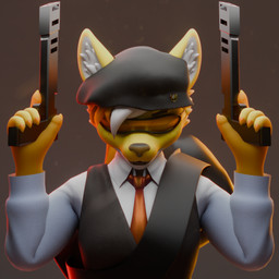 anthro bag beret clothing eyes_closed female gun handgun hat headgear headwear open_mouth ranged_weapon solo suit weapon haolde haolde_(character) canid canine canis mammal wolf 1:1 3d_(artwork) blender_(artwork) blender_cycles_(artwork) digital_media_(artwork) hi_res gynomorph_(lore)