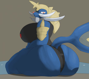 anthro anthrofied big_breasts big_butt breasts butt clothing female lifeguard lifeguard_swimsuit looking_back one-piece_swimsuit overweight overweight_anthro overweight_female pink_eyes simple_background sitting solo swimming_pool swimwear wobbly pleasantlyplumpthiccness nintendo pokemon generation_5_pokemon pokemon_(species) samurott hi_res