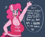 2015 anthro anthrofied big_breasts breasts cleavage clothed clothing earth_pony english_text equid equine female friendship_is_magic hasbro heart_symbol hi_res horse huge_breasts hugtastic_pinkie_pie mammal my_little_pony pinkie_pie_(mlp) pony solo somescrub text
