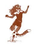 anthro ball bottomwear clothed clothing female fully_clothed fur hair long_hair markings ponytail running shirt shorts simple_background soccer_ball soccer_uniform solo sportswear striped_body striped_fur striped_markings striped_tail stripes t-shirt tail tail_markings topwear uniform white_background thetiedtigress elis_(boxofkittens) felid mammal pantherine tiger monochrome