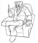 anthro biped book chair clothing eyebrows eyewear facial_tuft footwear furniture glasses male mature_anthro mature_male necktie reading shoes sitting solo suit tuft hyperchaotix ferno_shirazi felid mammal pantherine tiger monochrome sketch