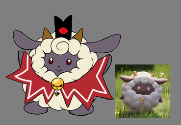 ambiguous_gender bell bell_collar cloak clothing collar cosplay crossover_cosplay feral fur grass horn plant red_eyes screencap simple_background smile solo white_body white_fur wool_(fur) deltamb3r cult_of_the_lamb massive_monster_(studio) palworld pocketpair lamb_(cult_of_the_lamb) red_crown_(cult_of_the_lamb) bovid caprine lamball mammal pal_(species) sheep 2024 crossover digital_drawing_(artwork) digital_media_(artwork) flat_colors