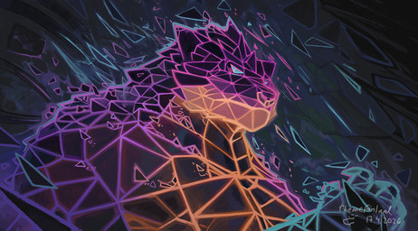 anthro artificial_intelligence male male_anthro solo themefinland digital_creature felid mammal pantherine tiger bust_portrait hi_res portrait tagme