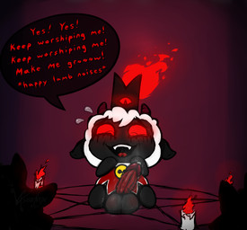anthro balls balls_expansion big_balls big_penis bodily_fluids body_worship chibi dialogue dialogue_with_sound_effects expansion genital_expansion genital_fluids genital_worship genitals huge_balls huge_penis hyper hyper_balls hyper_genitalia hyper_penis male multi-word_onomatopoeia musk occult_symbol onomatopoeia penile penis penis_expansion penis_worship pentagram precum repeated_dialogue repeated_text ritual solo sound_effects speech_bubble sweat sweaty_balls sweaty_genitalia symbol text vxserenade angry_noises cult_of_the_lamb massive_monster_(studio) lamb_(cult_of_the_lamb) red_crown_(cult_of_the_lamb) bovid caprine mammal sheep absurd_res english_text hi_res meme