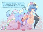 accessory anthro balls big_balls big_penis bodily_fluids bow_ribbon breasts clothing female femboy fingerless_gloves genital_fluids genitals gloves hair_accessory hair_bow hair_ribbon handwear heterochromia horn huge_balls huge_penis humanoid_genitalia humanoid_on_anthro humanoid_penis legband legwear overweight overweight_female penis pubes pussy red_eyes ribbons speech_bubble tail text thick_thighs thigh_highs thighband vaginal_fluids boobataro bovid bovine cattle humanoid lagomorph leporid mammal rabbit 2025 digital_media_(artwork) digital_painting_(artwork) english_text hi_res painting_(artwork) shaded soft_shading