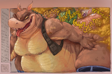 ambiguous_gender anthro belly big_belly big_butt bodily_fluids butt dialogue drooling duo fart fart_cloud fart_fetish farting_on_another farting_on_face homophobic_slur huge_butt male moobs nipples obese obese_male overweight overweight_male saliva slur solo_focus text tongue tongue_out leprosick activision crash_bandicoot_(series) dingodile canid canine canis crocodile crocodilian dingo mammal reptile scalie hi_res