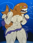 abs after_transformation angry anthro big_breasts bottomwear bra breasts brown_body brown_nipples bubble camel_toe claws clothing cloud deep_navel female flower_cloud_(spongebob) genitals gills muscular muscular_anthro muscular_female navel night nipples outside pink_nose pupils pussy sand sharp_teeth skirt sky slit_pupils solo star starry_sky tan_body teeth thick_thighs torn_clothing transformation underwater underwear undressing water what wide_hips yellow_eyes lindwormduality nickelodeon spongebob_squarepants sandy_cheeks dunkleosteus fish marine placoderm prehistoric_species absurd_res hi_res