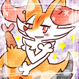 ambiguous_anthro ambiguous_gender anthro biped blush blush_stickers dipstick_tail eyelashes food front_view fur looking_at_viewer markings object_in_tail open_mouth open_smile orange_body orange_ears orange_fur pose red_nose shrimp_(food) smile snout solo sparkles standing tail tail_markings white_arms white_body white_fur annyui0611 nintendo pokemon braixen canid generation_6_pokemon mammal pokemon_(species) 1:1 2023 digital_drawing_(artwork) digital_media_(artwork) half-length_portrait hi_res japanese_description portrait screentone translated_description