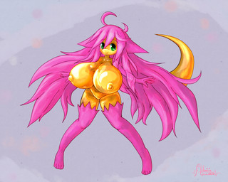 anthro big_breasts breasts curvy_figure female fur glistening glistening_body glistening_scales gold_nipples gold_scales green_eyes hair huge_breasts long_hair messy_hair pink_body pink_fur pink_hair scales shortstack solo wide_hips alenicia_(artist) mythology alenicia_(character) dragon eastern_dragon mythological_creature mythological_scalie scalie 5:4 absurd_res hi_res painting_(artwork) watercolor_(artwork)