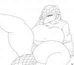 absurd_res anthro big_breasts blush bottomless breasts butt claws clothed clothing digital_media_(artwork) eyelashes female genitals grace_(thepainfultruth) hi_res mammal mature_anthro mature_female pangolin presenting pussy scales simple_background slightly_chubby solo sweater thepainfultruth thick_thighs topwear turtleneck wide_hips