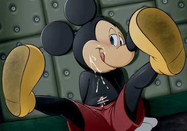 anthro black_body bodily_fluids censor_bar clothed clothing corruption cum cum_in_mouth cum_inside dungeon erection fallen_hero genital_fluids genitals lustful_gaze male partially_clothed penis shoes_on solo tenting mickeyryona disney mickey_mouse mammal mouse murid murine rodent censored