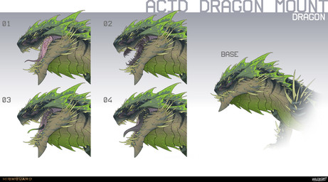ambiguous_feral ambiguous_gender blue_gums blue_tongue cheek_spikes company_name facial_spikes feral forked_tongue frill_(anatomy) glottis glowing glowing_eyes green_body green_eyes green_membrane green_scales green_sclera green_tongue grey_body grey_scales gums head_crest head_frill light long_fangs membrane_(anatomy) mouth_closed multicolored_body multicolored_scales multicolored_tongue notched_frill number open_mouth pupils purple_gums purple_tongue scales sharp_teeth side_view slit_pupils solo spikes spikes_(anatomy) tan_spikes tan_teeth teeth text tongue tongue_out two_tone_tongue santi_bosch highguard_(game) mythology acid_dragon_(highguard) dragon mythological_creature mythological_scalie scalie 2026 absurd_res adobe_photoshop_(artwork) colored concept_art digital_drawing_(artwork) digital_media_(artwork) english_description english_text hi_res lighting multiple_images official_art