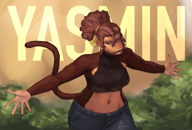 5_fingers anthro arms_out black_lipstick bottomwear brown_body brown_eyes brown_fur brown_hair clothed clothing denim denim_bottomwear denim_clothing dreadlocks ear_piercing female fingers fur hair halter_top jeans lipstick makeup midriff pants piercing simple_background solo tail tied_hair redustheriotact yasmin_(keyysshhaauunn) haplorhine mammal monkey primate 2025 hi_res