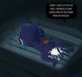 after_rape after_sex anthro anus arms_tied ass_up black_body black_fur bodily_fluids bound crying cum cum_drip cum_in_vagina cum_inside cum_on_ground dialogue dripping feet female forced fur gag gagged genital_fluids genitals grey_background hiccuping kidnapping loli lying nude offscreen_character on_front rape sex simple_background soles solo speech_bubble spreading tape tape_gag tears text toes vulva young young_anthro young_female thanie night_in_the_woods mae_borowski domestic_cat felid feline felis mammal absurd_res english_text hi_res signature