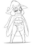 anthro blush bottomwear clean_diaper clothed clothing diaper eyewear fur glasses hat headgear headwear heart_symbol male raised_bottomwear raised_clothing simple_background skirt smile solo standing wearing_diaper parumpee deltarune undertale_(series) ralsei bovid caprine goat mammal 2021 absurd_res black_and_white digital_drawing_(artwork) digital_media_(artwork) hi_res monochrome sketch