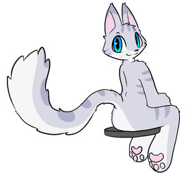anthro blue_eyes butt fur grey_body grey_fur hair looking_at_viewer male nude raised_tail rear_view simple_background sitting smile solo tail conditional_dnp joxh nick_(joxh) domestic_cat felid feline felis mammal digital_media_(artwork)