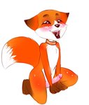 ahegao anthro balls collar genitals humanoid_genitalia humanoid_penis looking_pleasured male mascot penis sitting solo text anonymous_artist foxtrot_(copyright) foxy_(foxtrot) canid canine fox mammal cyrillic_text ukrainian_text