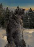 anthro male nude outside plant sky snow solo standing tree racoonwolf canid canine canis mammal wolf