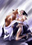 anthro bodily_fluids duo kemono licking male male/male nipples sex sweat tongue tongue_out bleach_(series) kenpachi_zaraki sajin_komamura canid canine canis human mammal wolf