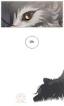 aman_(weibo) ambiguous_gender anthro bovid canid canine canis caprine comic dialogue english_text feral fluffy fur grass grey_body grey_fur hair hi_res lying mammal plant sheep simple_background solo speech_bubble text white_background wolf yellow_sclera