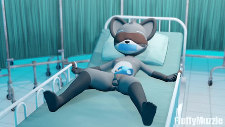 5_fingers 5_toes ambiguous_gender anthro anus balls bed blindfold disembodied_hand duo erection feet fingerjob fingers fur furniture gag gagged genitals grey_body grey_fur handjob hospital hospital_bed humanoid_genitalia humanoid_penis inside lying male male/ambiguous muzzle_(object) muzzled nipples nude on_back penile penis pillow restrained room_divider sensory_deprivation sex shota soles solo_focus tape tape_gag tape_muzzle toes young young_anthro fluffymuzzle mammal procyonid raccoon 16:9 2019 3d_(artwork) 3d_animation animated digital_media_(artwork) loop no_sound short_playtime video watermark widescreen