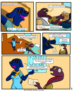 anthro bed blind bottomwear braille clothing cochlear_implant_processor deaf denim denim_bottomwear denim_clothing disability eyewear female furniture jeans letter overalls pants scarf shirt sunglasses text topwear baristagamerproductions ada_(gem_hunters) queenie_(gem_hunters) canid canine mammal reptile scalie snake 4:5 absurd_res comic english_text hi_res shaded