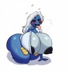 anthro anthrofied big_breasts blush breasts clothing female hair heart_symbol huge_breasts nipples one_breast_out open_mouth pokemorph red_eyes shirt simple_background solo tongue tongue_out topwear white_background white_hair deadpliss nintendo pokemon keiko_(deadpliss) generation_5_pokemon pokemon_(species) samurott 2016 hi_res