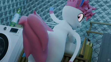 anthro bathroom butt camera detailed_background fur inside looking_at_viewer looking_back looking_back_at_viewer male open_mouth solo tail towel water white_body sawert nintendo pokemon sebastian_(sawert) eeveelution generation_6_pokemon pokemon_(species) sylveon 16:9 2026 3d_(artwork) blender_(artwork) digital_media_(artwork) hi_res widescreen