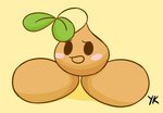 ambiguous_gender big_feet blush blush_stickers brown_body feet leaf open_mouth plant simple_background solo standing stem toony yellow_background yungknight omori_(game) sprout_mole elemental_creature flora_fauna unknown_species hi_res