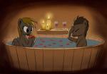 alcohol bath bathtub beverage candle duo eating feathered_wings feathers female feral fire glass hair male romantic romantic_ambiance wine wings el-yeguero friendship_is_magic hasbro my_little_pony mythology derpy_hooves_(mlp) doctor_whooves_(mlp) earth_pony equid equine horse mammal mythological_creature mythological_equine pegasus pony 2017