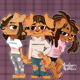 anthro catatonic collar controller dreadlocks female game_controller group male playstation_controller trio y2k_(fashion) y2k_(graphic_design) playstation sony_corporation sony_interactive_entertainment kiari_(palmtrees) canid canine mammal potcake_dog 1:1 hi_res sibling_(lore)
