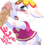 anthro blush bodily_fluids bottomless breasts clothed clothing cum duo erection female female_focus genital_fluids genitals humanoid_genitalia humanoid_penis interspecies male male/female oral overweight penis proboscis_(anatomy) slightly_chubby solo_focus tears tongue trunk_(anatomy) agemono animal_crossing nintendo margie_(animal_crossing) elephant elephantid mammal proboscidean 1:1 low_res