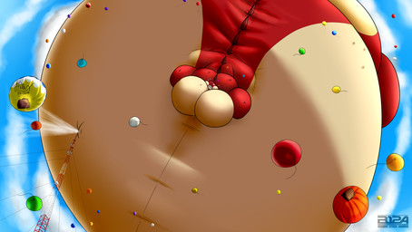 air_inflation balloon belly big_belly close_to_bursting expansion huge_belly hyper hyper_belly hyper_inflation immobile implied_popping inflatable inflation radio_antenna red_body red_scales rupture scales sky skyscape sunken_head sunken_limbs b12a dinosaur prehistoric_species reptile scalie 2026 dated hi_res signature