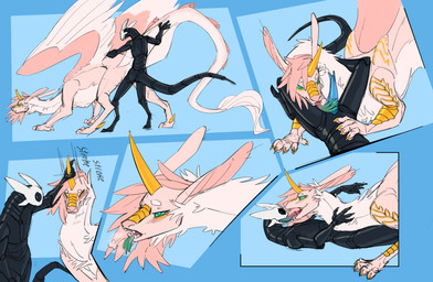 1_eye 4_fingers ambiguous_gender ambiguous_penetration bestiality black_body blue_eyes blue_penis blush breath cloacal digitigrade dominant dominant_female duo exoskeleton extreme_french_kiss feathered_wings feathers female feral feral_penetrated fingers french_kissing fur genitals green_eyes green_tongue hair horn horn_fetish horn_play horn_sex hornjob humanoid_on_feral humanoid_penetrating humanoid_penetrating_feral kissing long_tail panting paws penetration penis pink_body pink_fur pink_hair segmented_body sex tail tongue vaginal wings lumen_fox mythology lumen_(lumen_fox) pink_lemonade_(strawberryoverlord) arthropod dragon figment_creature furred_dragon furred_scalie humanoid mythological_creature mythological_scalie scalie absurd_res comic hi_res