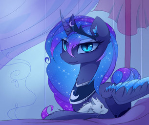 blue_body blue_eyes blue_feathers blue_fur cosmic_hair crown ethereal_hair feathered_wings feathers female feral fur headgear horn inside jewelry looking_at_viewer necklace pseudo_hair solo wings magnaluna friendship_is_magic hasbro my_little_pony mythology princess_luna_(mlp) equid equine mammal mythological_creature mythological_equine winged_unicorn 2016 hi_res source_request unavailable_at_source
