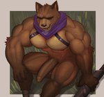 abs anthro balls barazoku biceps big_muscles big_penis bodily_fluids border deltoids erection eyes_closed foreskin fur genitals glans grass grey_border high-angle_view holding_melee_weapon holding_object holding_sword holding_weapon huge_muscles huge_penis humanoid_genitalia humanoid_penis kerchief leg_wrap male melee_weapon muscular muscular_anthro muscular_male neckerchief neckwear nipples nude open_mouth open_smile outside pecs penis plant scar sitting smile solo sweat sword thick_arms thick_penis thick_thighs tuft unretracted_foreskin vein weapon fleshformomo epic_games fortnite hajime_(fortnite) canid canine mammal raccoon_dog tanuki 2024 hi_res