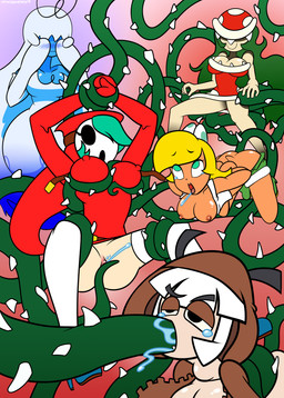 5_fingers ahegao ambiguous_penetration blonde_hair blue_body blue_skin blush bodily_fluids bottomless breasts cleavage clitoris clothed clothed_female clothing dress drooling female female/female female_penetrated female_penetrating female_penetrating_female fingers genitals green_eyes green_hair group group_sex hair half-closed_eyes hoodie light_body light_skin long_hair looking_pleasured mask narrowed_eyes nipples open_mouth oral penetration plant pose saliva seductive sex short_hair smile tears tentacle_sex tentacles topwear undressing vulva wearing_mask white_hair incogneato mario_bros nintendo paper_mario koopagirl boo_(mario) elemental_creature flora_fauna ghost goomba humanoid koopa koopa_troopa piranha_plant red_shyguy reptile scalie shyguy spirit 2018 digital_media_(artwork) hi_res