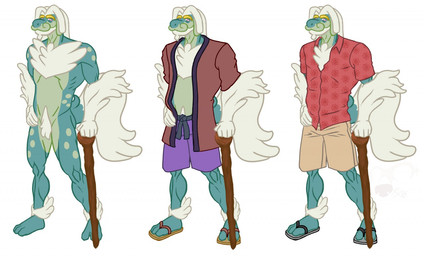 anthro anthrofied asian_clothing barefoot beard biped body_hair bottomwear cane chest_tuft clothed clothing collared_shirt dreadlocks dress_shirt east_asian_clothing elderly facial_hair feet flip_flops fluffy fluffy_tail footwear hair happy_trail japanese_clothing kimono looking_at_viewer male mature_anthro mature_male nude off/on open_clothing open_robe pink_eyes pokemorph robe sandals shirt shoes shorts simple_background skinny solo tail topwear tuft kingdomxathers mythology nintendo pokemon dragon drampa generation_7_pokemon mythological_creature mythological_scalie pokemon_(species) scalie 2016 model_sheet