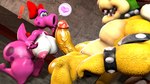 16:9 3d_(artwork) accessory anthro areola balls big_balls big_breasts big_penis birdo birdo_(character) bow_(feature) bow_accessory bow_ribbon bowser breasts butt castle claws cobaltapple detailed_background digital_media_(artwork) duo erection feet female genitals hair_accessory hair_bow hair_ribbon hi_res huge_penis humanoid humanoid_genitalia humanoid_penis inside kabalmystic_(artist) kneeling kneeling_oral_position koopa male mammal mario_bros muscular nintendo nipples nude penis pink_body reptile ribbons scalie siphon_(anatomy) smile source_filmmaker_(artwork) spikes surprise_penis tail thick_thighs toe_claws widescreen