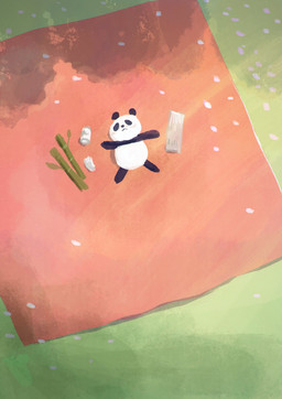 anthro bamboo biped black_body black_fur chibi fur lying multicolored_body multicolored_fur solo two_tone_body two_tone_fur white_body white_fur araru bear giant_panda mammal 2020 absurd_res hi_res