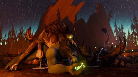 anal anal_penetration animal_genitalia animal_penis anthro anthro_on_feral anthro_penetrated balls bestiality bodily_fluids canine_genitalia canine_penis cum cum_inside doggystyle duo erection feral feral_penetrating feral_penetrating_anthro forest from_behind_position genital_fluids genitals group intraspecies intraspecies_bestiality knot knotted_penis magic male male/male male_anthro male_feral male_on_feral male_penetrated male_penetrating male_penetrating_male mating_grip mounting outside penetration penile penile_penetration penis plant sex tree trio perromalo blizzard_entertainment warcraft nonan_(ulfgar) bovid bovine canid canine canis mammal tauren werecanid werecreature wolf worgen 16:9 3d_(artwork) digital_media_(artwork) hi_res widescreen