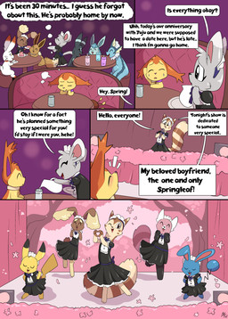 ambiguous_gender anthro belly blue_body brown_body brown_fur clothing dialogue female feral fur gesture glistening glistening_body glistening_skin grey_body group hair heart_gesture maid_uniform male open_mouth restaurant smile tail text uniform white_body white_fur yellow_body fuf nintendo pokemon juju_(lightsoul) springleaf_(lightsoul) azumarill bewear buneary canid eevee eeveelution felid furret generation_1_pokemon generation_2_pokemon generation_3_pokemon generation_4_pokemon generation_5_pokemon generation_7_pokemon generation_8_pokemon glaceon lagomorph leporid lopunny mammal minccino mustelid pikachu pokemon_(species) rabbit rodent scorbunny skitty umbreon vaporeon 2025 absurd_res artist_name colored comic digital_drawing_(artwork) digital_media_(artwork) english_text hi_res multiple_scenes signature