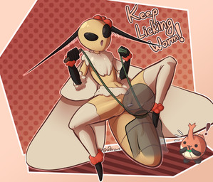 :3 antennae_(anatomy) anthro arthropod_abdomen black_eyes bodily_fluids clothing cunnilingus dominant dominant_female duo exclamation_point female food forced forced_cunnilingus fruit fur genital_fluids genitals horn legwear male male/female nude open_mouth oral plant saliva sex simple_background submissive submissive_male text thigh_highs tongue tongue_out vaginal vulva whip wings vetero bug_fables moonsprout_games mothiva_(bug_fables) tanjerin_(bug_fables) arthropod beetle elemental_creature flora_fauna food_creature human insect lepidopteran living_fruit mammal moth digital_media_(artwork) hi_res